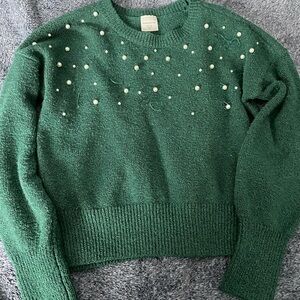 Abercrombie Kids Emerald Sweater with Pearl Details